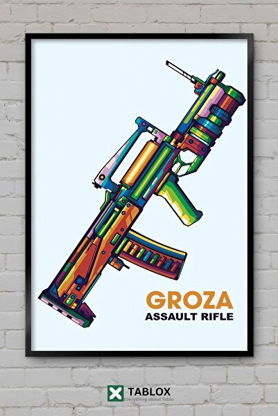 tablomaxtbx Groza Assault Rifle Gun Game Pubg Poster Tablou decorativ înrămat...