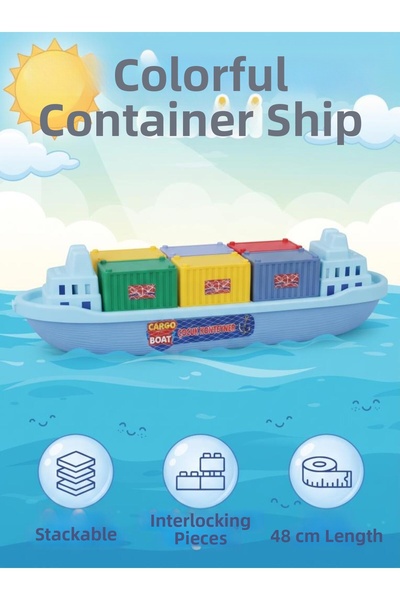 Tıfıl Toys Educational Large Size Colorful Container Ship 48 cm Detachable 7-...