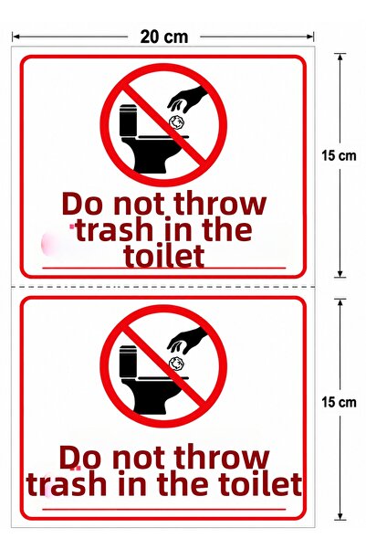 3DREKLAM 10 Pieces Self-Adhesive Do Not Throw Garbage in the Toilet Warning S...