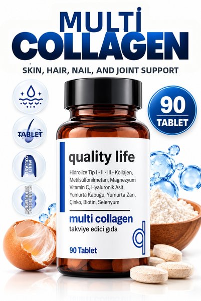 Multi Collagen 90 Tablets - Type 1-2-3-5-10 Collagen Msm Magnesium Collegen Peptidies Colagen Zinc