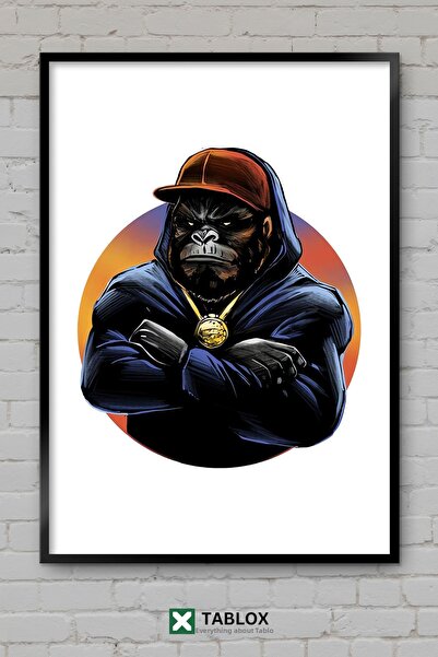 tablomaxtbx Hip Hop Monkey Monkey Rap Music Fun Poster înrămat Tablou decorat...
