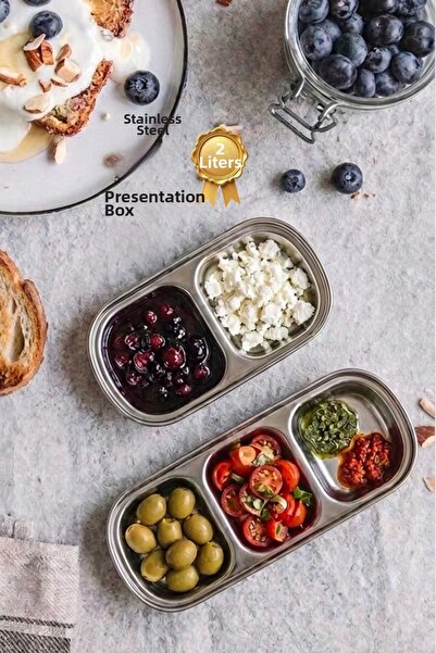 HOMENIVA 2-Compartment and 3-Compartment Stainless Steel Compartmented Presen...