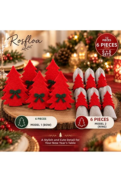 rosfloa rf 12-Piece Luxury Felt Pine Tree Table Tableware Presentation Set Ch...