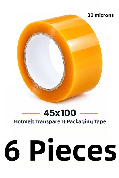 MTKardeşler 6 τεμάχια ταινίας κολλητικής ταινίας 45 mm X 100 Mt Διαφανής ταιν...