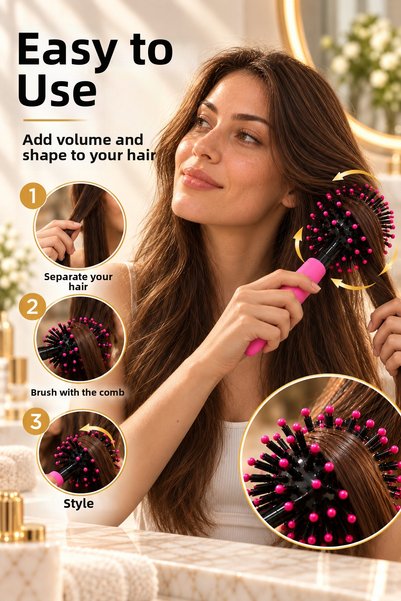 Noveno 360 °   3D Hair Styling Comb Volumizing Round Head Hair Brush Ergonomic Comb