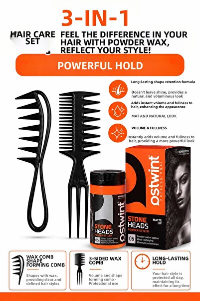 FESTİLO Women's Special 3-Piece Hair Styling Wax Set – Powder Wax + Wax Comb ...