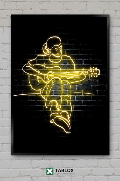 tablomaxtbx Guitar Neon Music Guitar Musical Instrument Art Poster Frame Appe...