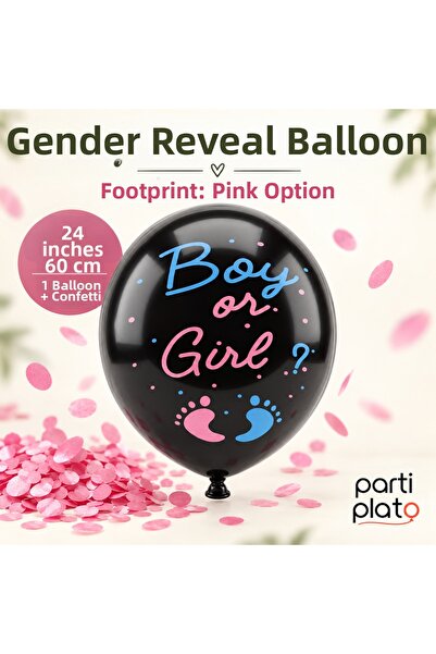 GLOBO Pink Confetti Gender Reveal Balloon 24 Inch 60 cm Footprint Baby Shower