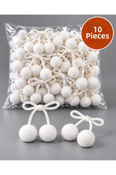 Massaltay 3 cm Fiber String Pom Poms 10 Pieces White – Bow Decoration, Hobby ...