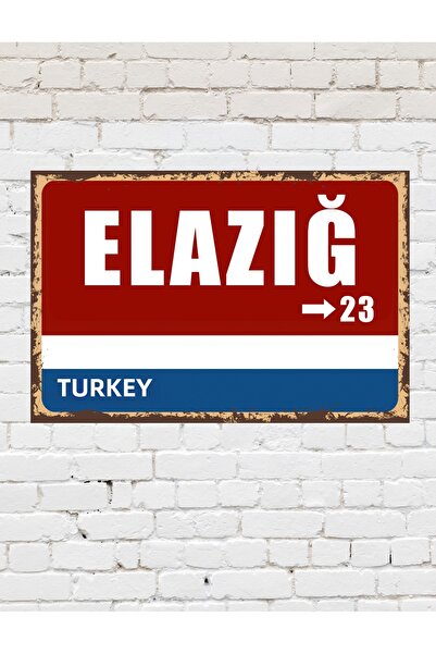 tablomaxtbx Elazığ 23 Placă decorativă oraș Tablou retro MDF Pictură din lemn...