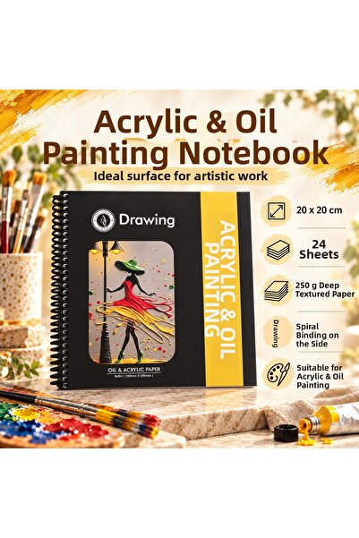 DreamArtgalery Acrylic & Oil Painting Drawing Notebook 20X20 cm 250 Gr Deep T...
