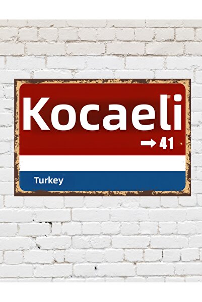 tablomaxtbx Kocaeli 41 Placă decorativă oraș Tablou retro MDF Tablou din lemn...