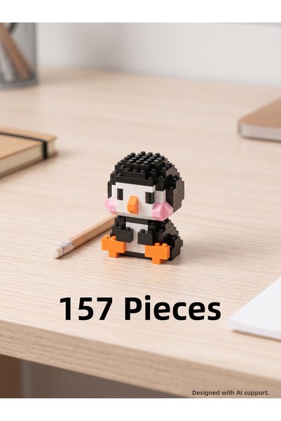 Generic Brand Bricks Mini Building Blocks Cute Penguin 157 Pieces - 3D Hobby Figure Model Kit