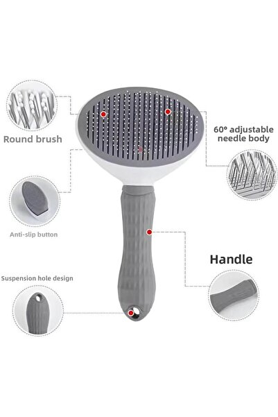 Kurtbay Şekil Automatic Cleaning Cat Dog Hair Collection Comb One-Key Pet Grooming Comb