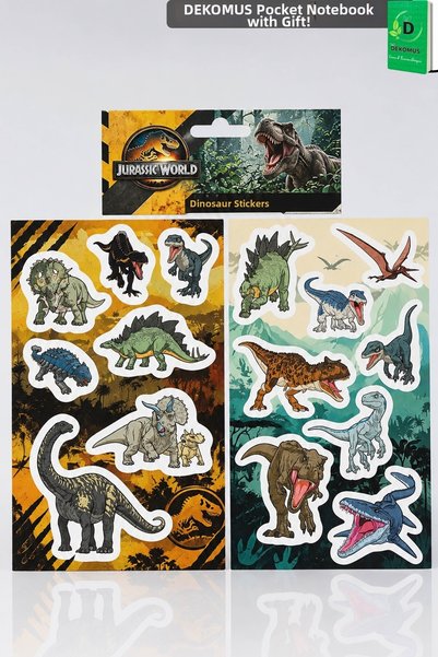 T-Rex Jurassic World 2-Piece Art Sticker "Dekomus Pocket Notebook with Gift"
