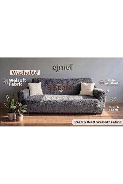 EJMEL غطاء أريكة مرن من قماش WELSOFT منقوش يتسع لـ 3 أشخاص، غطاء أريكة قابل ل...
