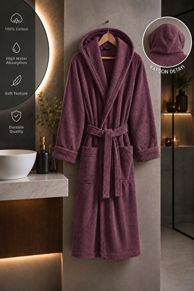 Always Cotton Hooded Unisex Anthracite Bathrobe |   Woman - Man |   Select Size