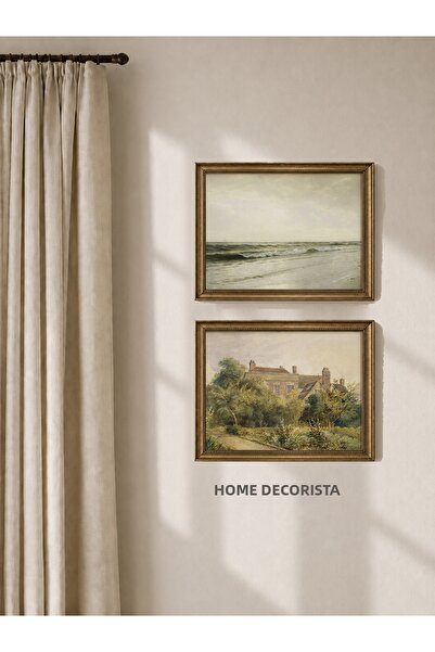 HOME DEKORİSTA Set de pictură pe 2 paturi, fără sticlă, cu ramă vintage, pict...