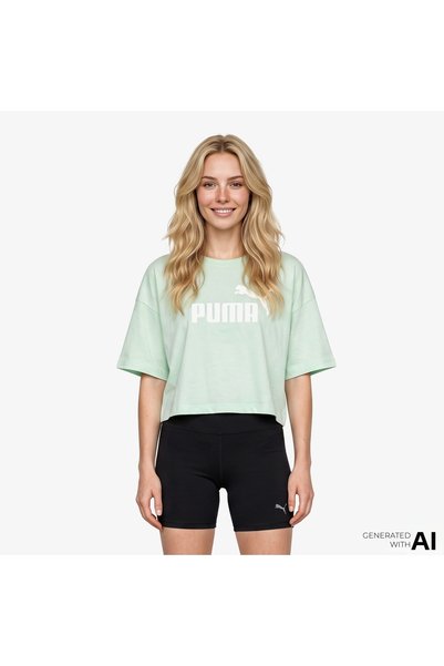 Puma Essentials Cropped Logo Women's White T-Shirt