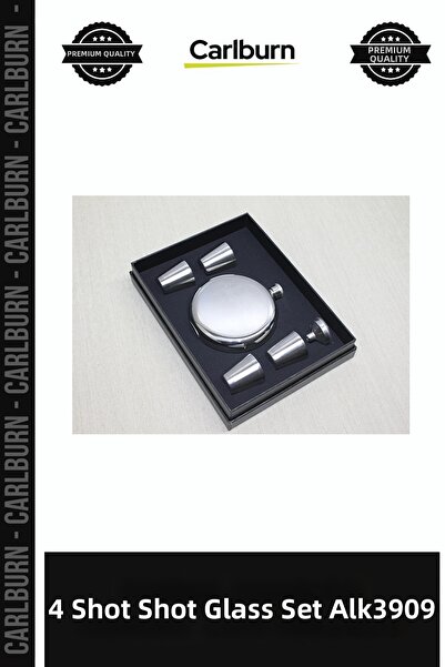 Carlburn Special Production Gift Set Bar Accessory 4 Shot Glass Flask Set Alk...