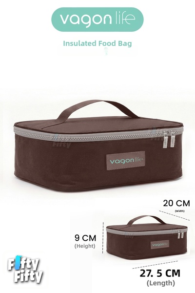 Vagonlife Heat Insulated Thermal Lunch Box Food Carry Thermos Bag Hot and Col...