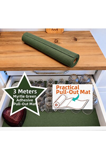 Perisfer Adhesive Green 3Mt Practical Pull-Out Non-Slip Drawer Cabinet Organi...