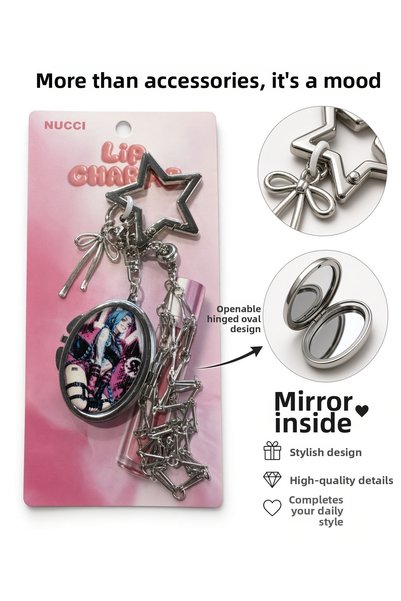 Meyra Accessories سلسلة مفاتيح جينكس تشارم مع حامل معدني لامع، تأتي كقطعة واحدة
