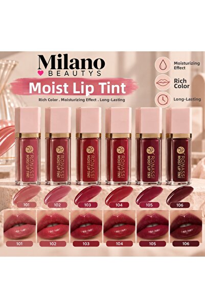 MİLANO BEAUTYS صبغة شفاه مرطبة - صبغة شفاه ملونة مكثفة تدوم طويلاً