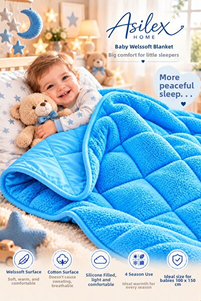 Asilex Home Collection Baby Welsoft Quilt 100X150 cm Double-Sided Cotton Sili...