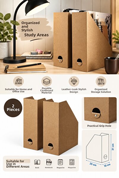 Binbirreyon 2-Piece Leather Look File Holder Magazine File Vd060