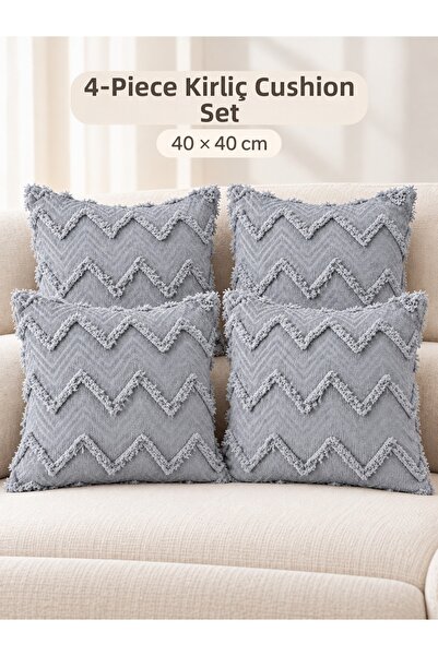 Faiend Zigzag Patterned Chenille Jacquard Woven Decorative Throw Pillow Cushi...