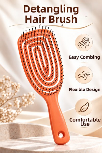 Noveno Detangling Hair Brush Wet & Dry Use Flexible Detangler Hair Comb Easy ...