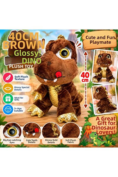 TRUST STORE 40 cm Bright Dinosaur Plush Toy Cute Soft and Fun Dinosaur Brown
