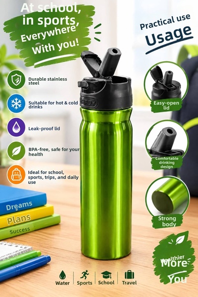 tüftürük Micro Steel Bottle 500 ml Green