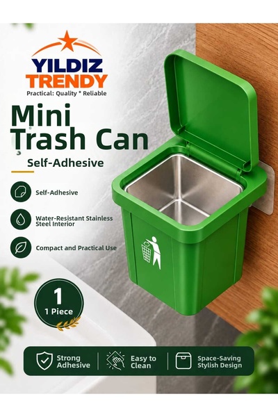 Yıldız Trendy 1 Piece Ashtray with Lid, Wall Mounted, Stainless Steel Contain...