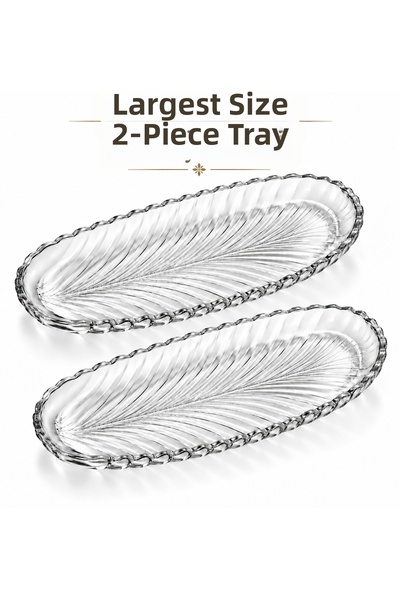 Aşkana yuvanıza aşkla... Set of 2 Largest Size Glass Kayak Plates 39.5 cm Pre...