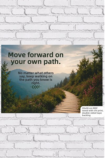 Hayat Poster Progress on Your Own Path Motivational Quotes Retro Wooden Poste...