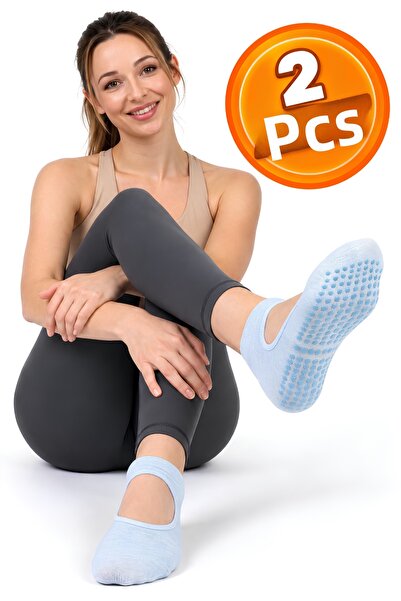 Jusmart 2 Pieces Women's Ballet Yoga Socks ◆   Cotton Non-Slip Silicone Base ...