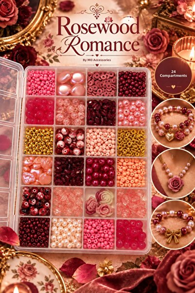 By MO Accessories Σετ κατασκευής κοσμημάτων με χάντρες Rosewood Romance 24 τμ...