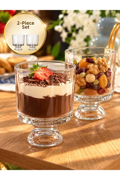zaTen Pazar Zesiy 2-Piece Pudding Ice Cream Snack Bowl – Multi-Purpose Serving and Presentation Container