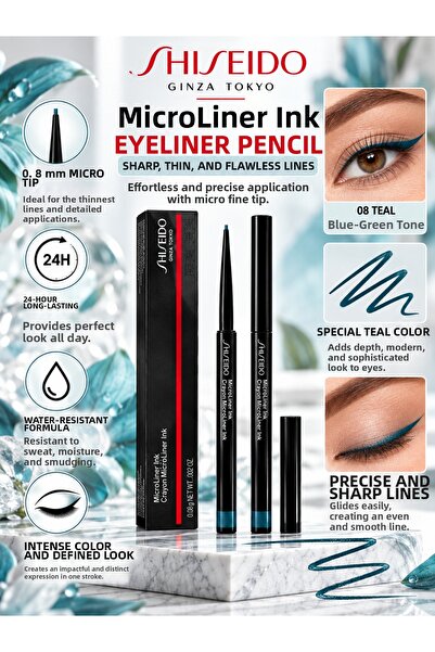 Shiseido Microliner Ink 08 Teal 0.08 g – Long-Lasting and Waterproof Micro Ti...