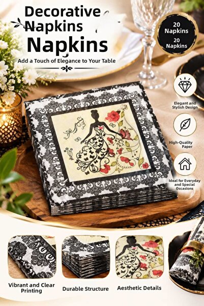 LOVYCO Double Layer Presentation Napkins - Vintage Pinterest Aesthetic, Prese...
