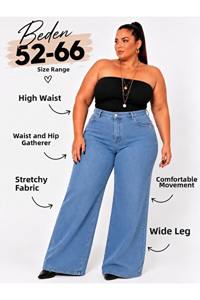 nd jeans Wide Leg Jeans Premium Women's Extra Large Size Super High Waist Str...