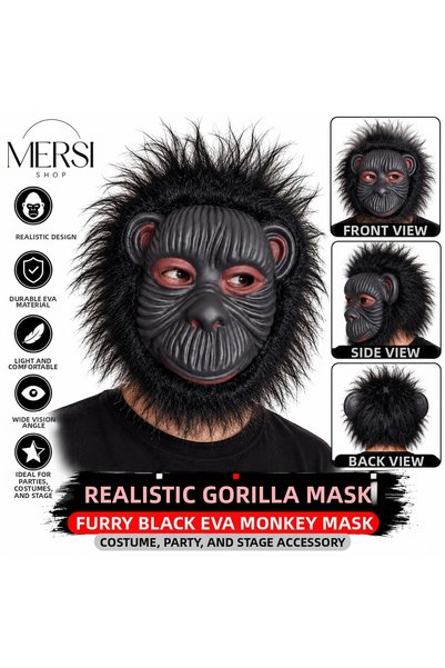 Mersi SHOP Asabi Gorilla Mask Furry Eva Black Monkey Mask Costume Party and S...