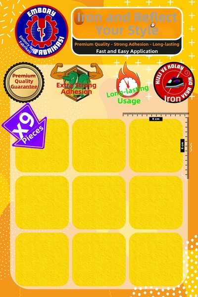 Embory رقعة أرما قابلة للكي بالحرارة، رقعة مربعة صفراء (9 قطع) رقعة مطرزة قاب...