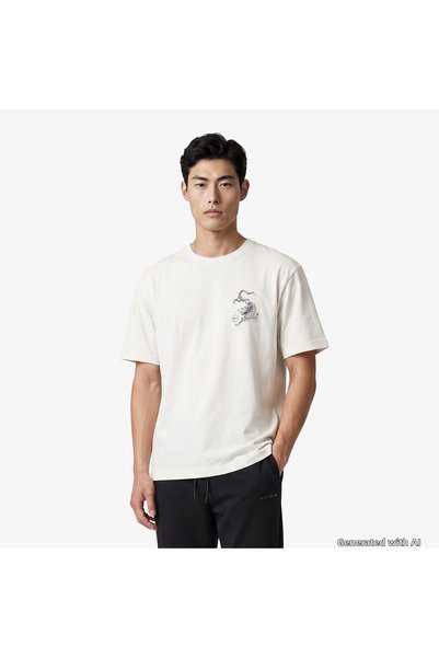 United4 Regular Fit Men's Cream T-Shirt