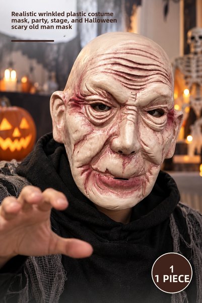 Yenilig 1 Piece Scary Old Man Mask – Realistic Wrinkled Plastic Costume Mask,...