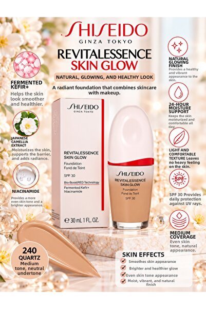Shiseido Revitalessence Skin Glow 240 Quartz 30 ml – Skin Tone Equalizer and ...