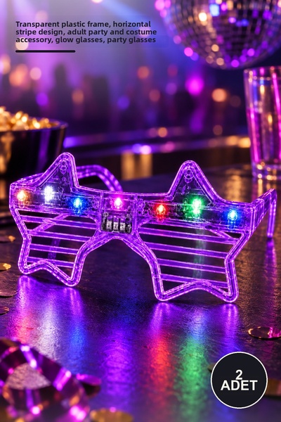 Yenilig 2 Pcs Purple Led Light-Up Star Party Glasses – Transparent Plastic Fr...