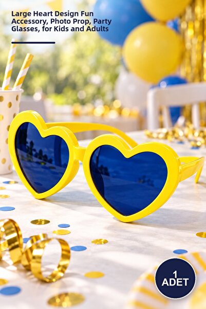 Yenilig 1 Piece Mega Size Yellow Heart Party Glasses – Fun Accessory with Big...